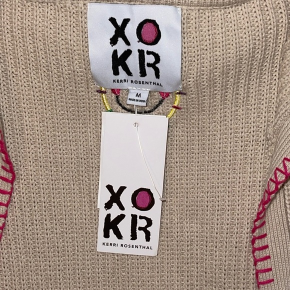 COPY - NWT Kerri Rosenthal Smiley 😊 Face Hooded Cardigan Multicolor Stitching S… - Picture 14 of 17